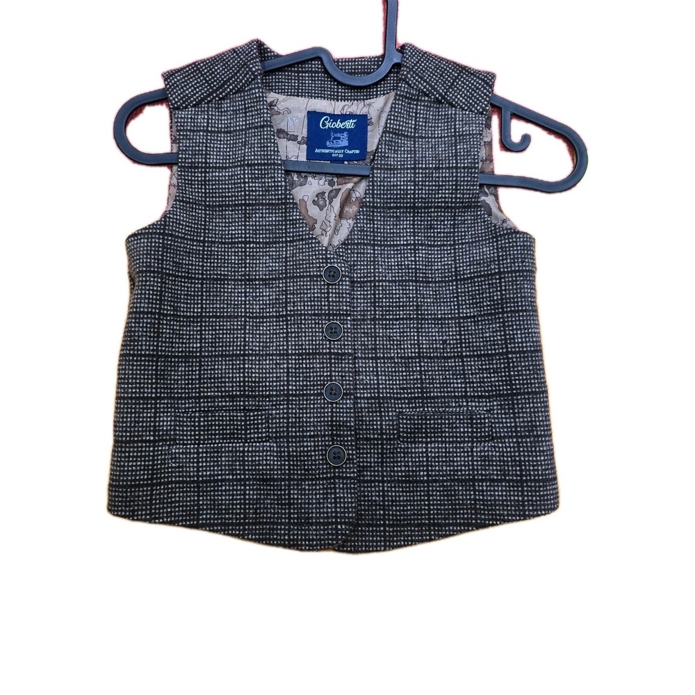 Gioberti Boys Dress Vest Size 5 Brown Tweed Plaid Check Formal Wedding School